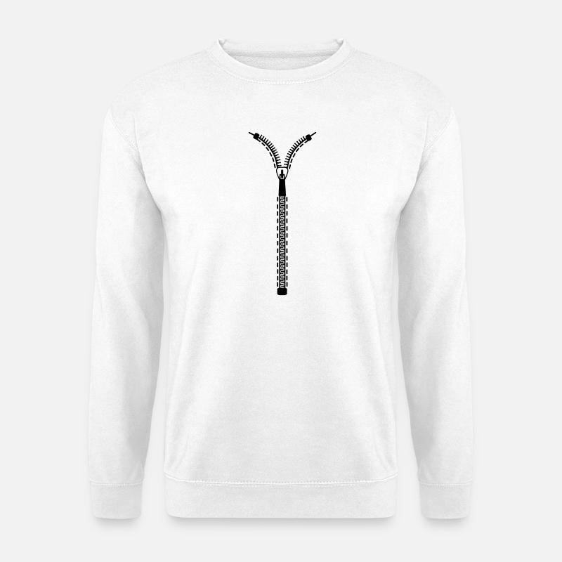 Reißverschluss  - Unisex Pullover - Weiß