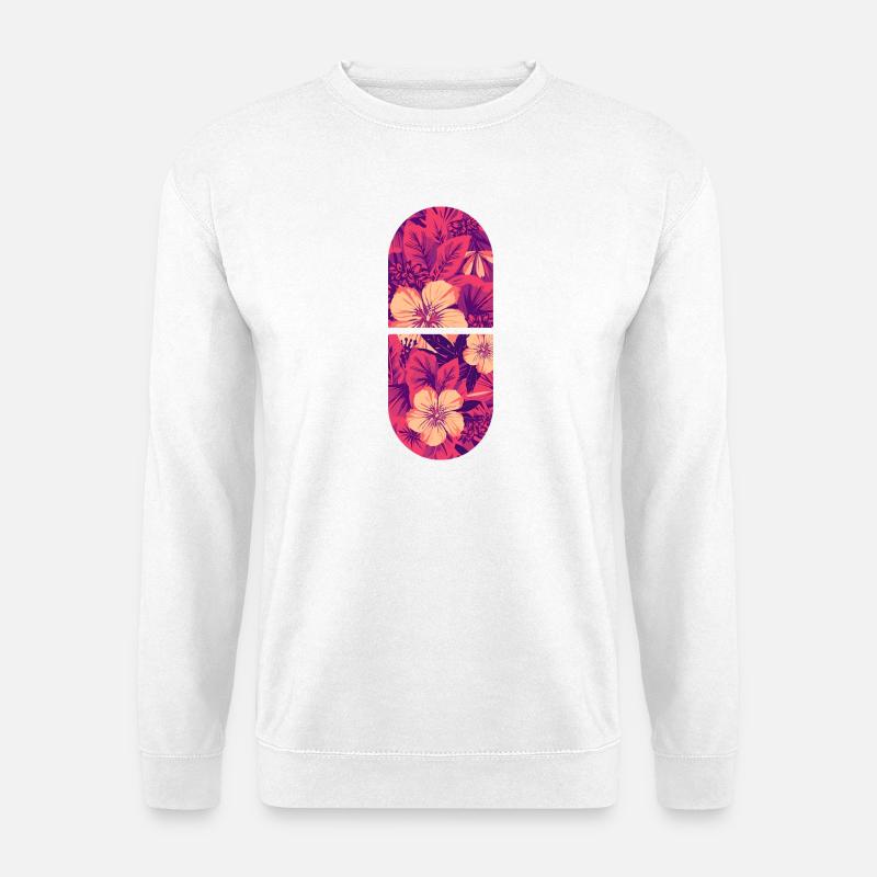 Neon Hibiskus Tropenflora - Unisex Pullover - Weiß