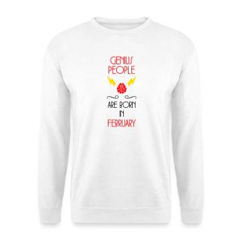 les génies naissent en Février - Anniversaire - Sweat-shirt Unisexe - blanc - Devant