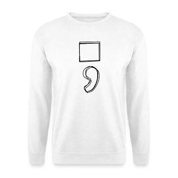 Semikolon handgezeichnet - Unisex Pullover - Weiß - Vorne - Alina (178cm) & Michal (187cm)