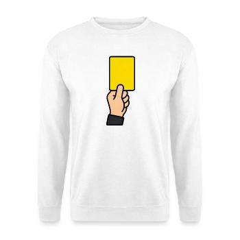 Gelbe Karte Schiedsrichter Fussball Spruch Shirt - Unisex Pullover - Weiß - Vorne - Alina (178cm) & Michal (187cm)