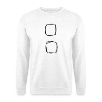Doppelpunkt handgezeichnet - Unisex Pullover - Weiß - Vorne - Alina (178cm) & Michal (187cm)