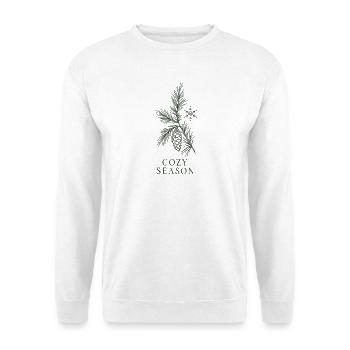 Gemütliches Kiefern-Jahreszeichen - Unisex Pullover - Weiß - Vorne - Alina (178cm) & Michal (187cm)