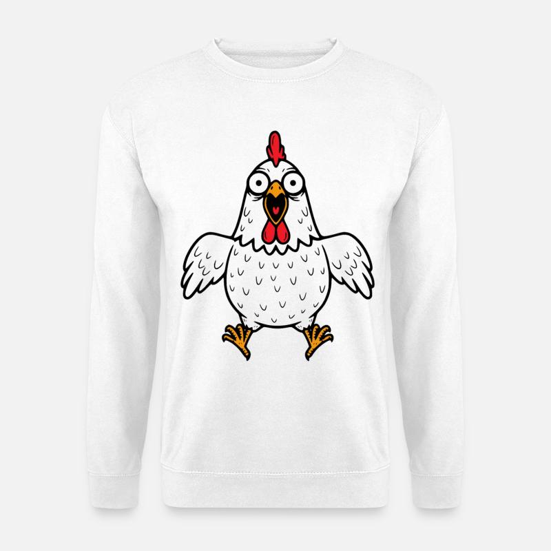 Lustiges verrücktes Huhn  - Unisex Pullover - Weiß