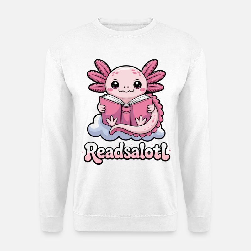 Readsalotl Axolotl-Lesebücher - Unisex Pullover - Weiß