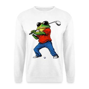 Golfender Frosch - Unisex Pullover - Weiß - Vorne