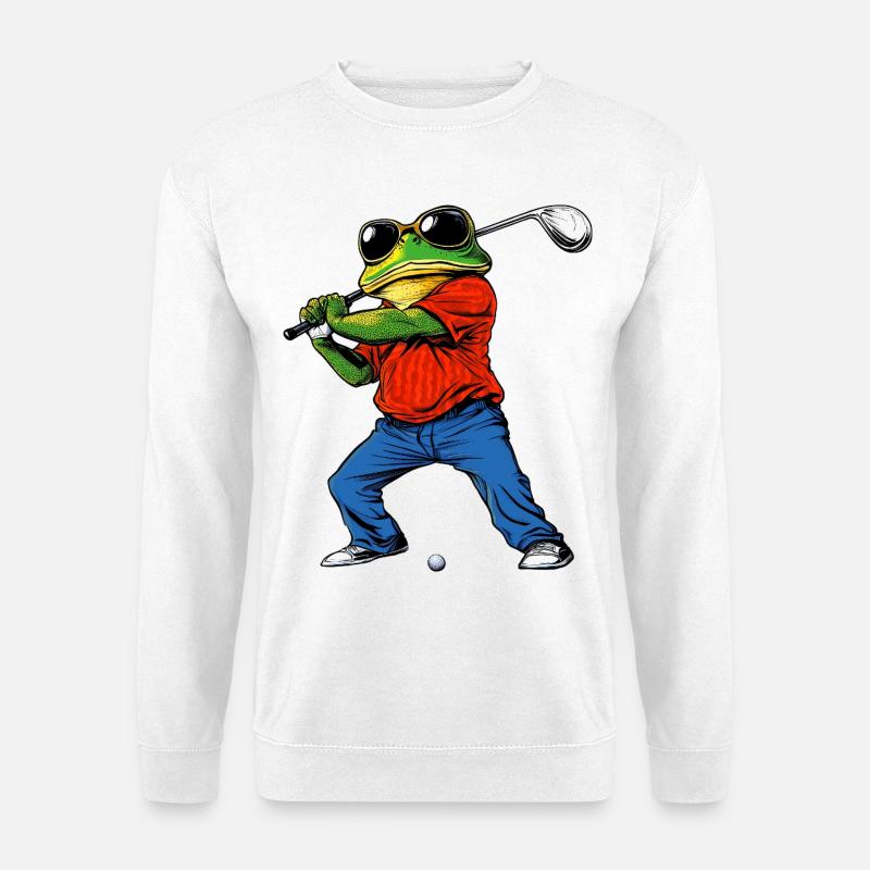 Golfender Frosch - Unisex Pullover - Weiß