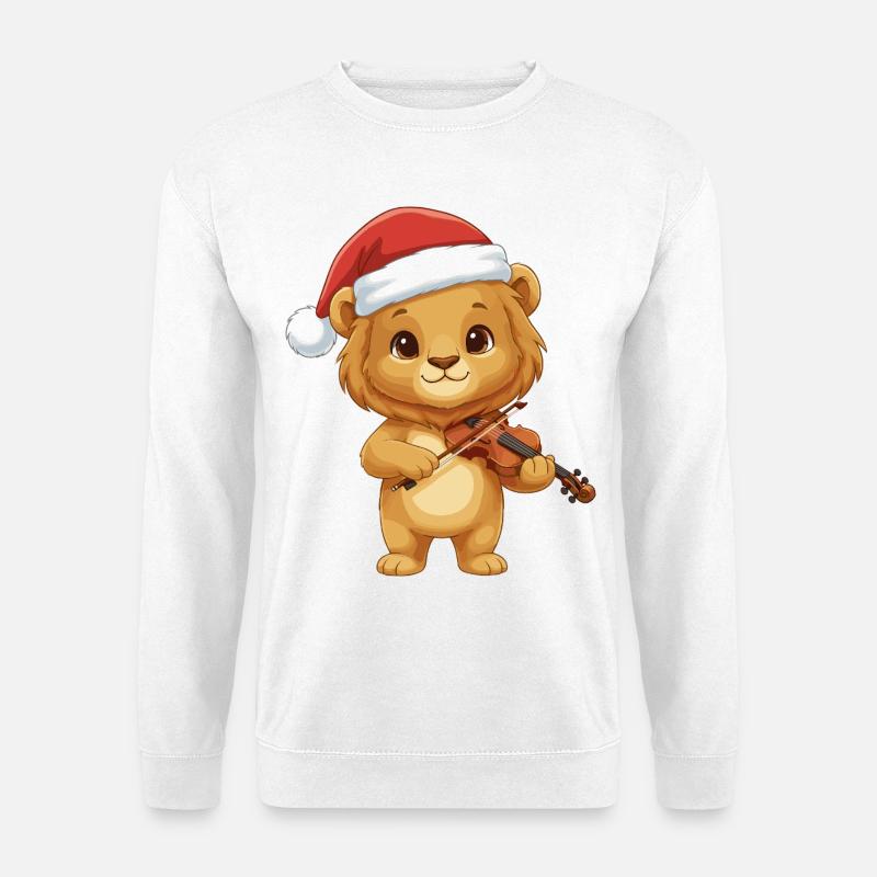 Weihnachtslöwe spielt Geigenkunst - Unisex Pullover - Weiß