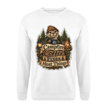 Campfire Coffee Fixes Most Things Otter - Unisex Pullover - Weiß - Vorne