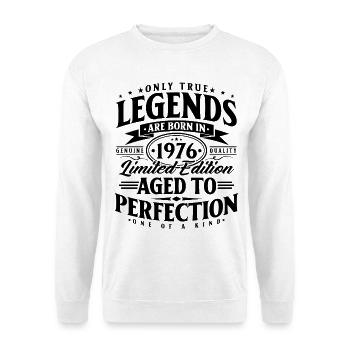 1976 Jahrgang geboren Geburtstag Vintage Geschenk - Unisex Pullover - Weiß - Vorne - Alina (178cm) & Michal (187cm)