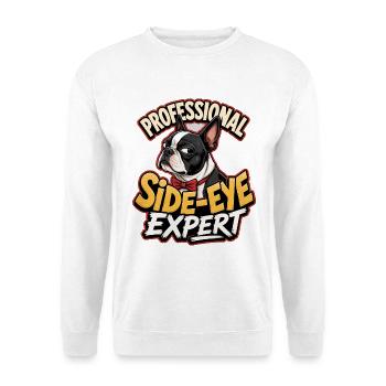 Boston Terrier - Unisex Pullover - Weiß - Vorne - Alina (178cm) & Michal (187cm)