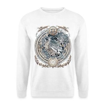 Odins Rabe Wikinger nordische Runen Nordmann - Unisex Pullover - Weiß - Vorne - Alina (178cm) & Michal (187cm)