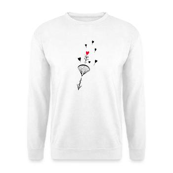 Parachutiste avec flèche et cœur - Sweat-shirt Unisexe - blanc - Devant