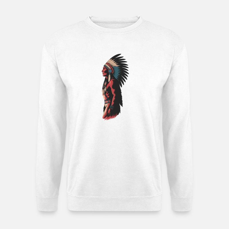 Native Kopfschmuck Kunst Illustration - Unisex Pullover - Weiß