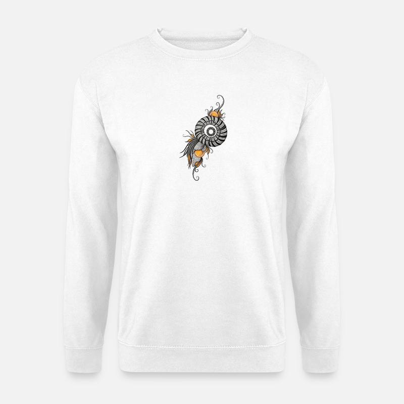 Nautilus Spirale mit Orange Akzenten - Unisex Pullover - Weiß