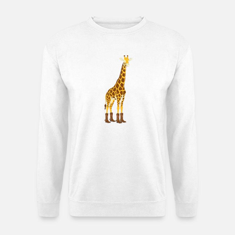Giraffe mit Stiefel-Statement - Unisex Pullover - Weiß