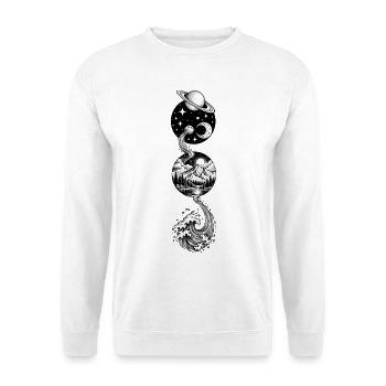 kosmische Landschaft - Unisex Pullover - Weiß - Vorne - Alina (178cm) & Michal (187cm)