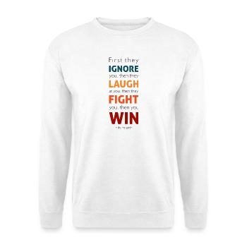 Dann gewinnst du - Unisex Pullover - Weiß - Vorne - Alina (178cm) & Michal (187cm)