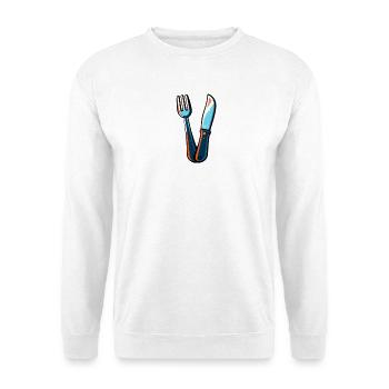 Besteck Messer Gabel bunt - Unisex Pullover - Weiß - Vorne
