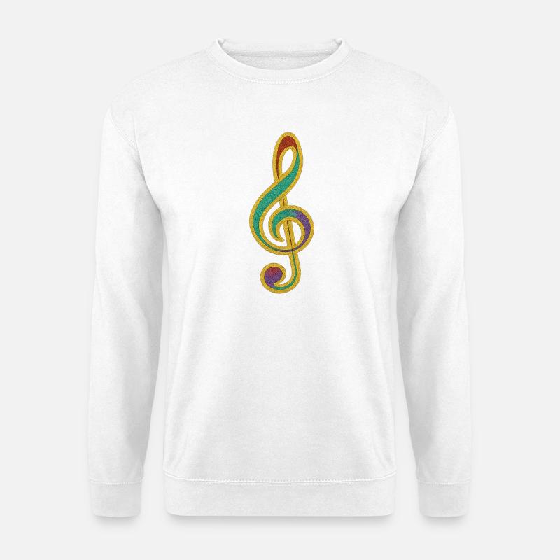 Buntes Glitzer-Violinschlüssel-Design - Unisex Pullover - Weiß