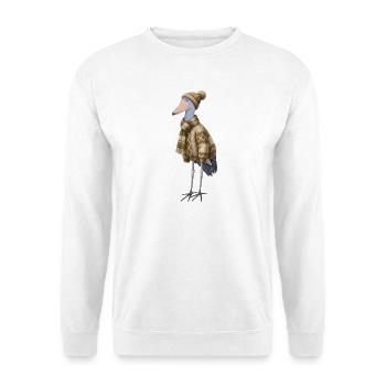 Schuhschnabel im Strickpullover Winter Weihnachten - Unisex Pullover - Weiß - Vorne - Alina (178cm) & Michal (187cm)