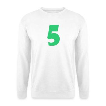 5. JUBILÄUM. 5 JAHRE. 5. JUBILÄUM - Unisex Pullover - Weiß - Vorne - Alina (178cm) & Michal (187cm)