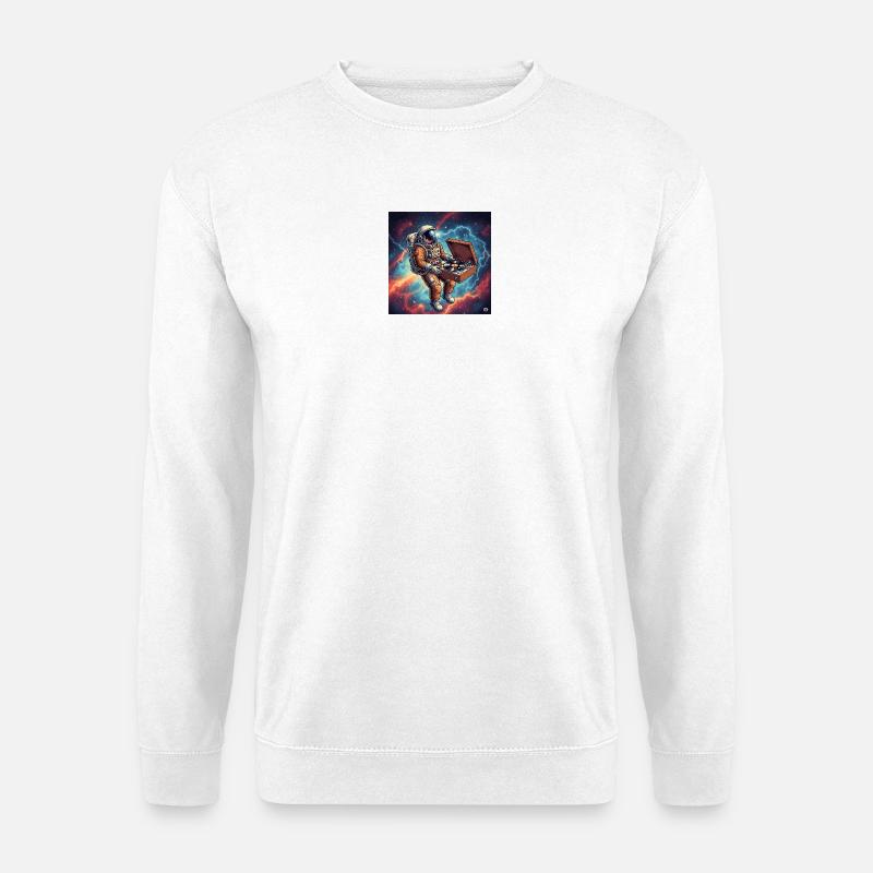 Weltraum DJ Astronaut mit Plattenspieler - Unisex Pullover - Weiß