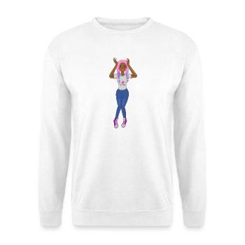 Schwarzes Mädchen, pinke Zöpfe, Haare, süßes Afro-Mädchen, - Unisex Pullover - Weiß - Vorne