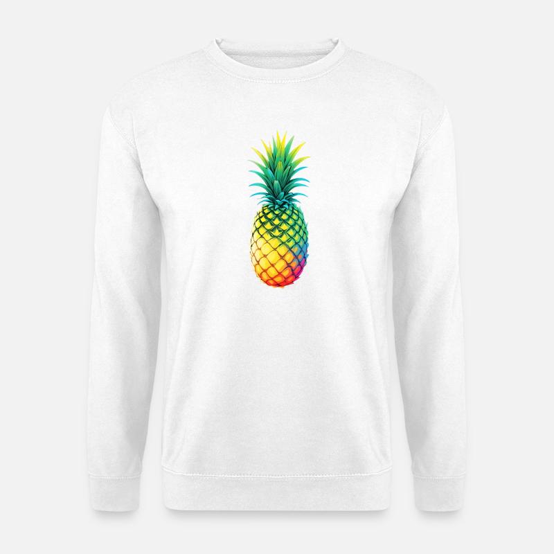 Regenbogen-Ananas Illustration - Unisex Pullover - Weiß