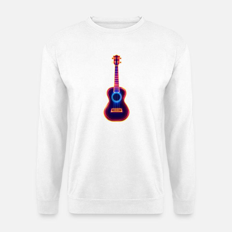 Retro Ukulele Synthwave - Unisex Sweatshirt - white
