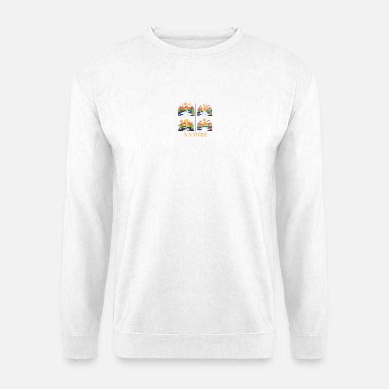 Lebendige Geomuster Naturlandschaft - Unisex Pullover - Weiß