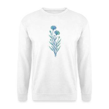 Cornflower Line Art Blue Minimalist Design - Unisex Sweatshirt - white - Front