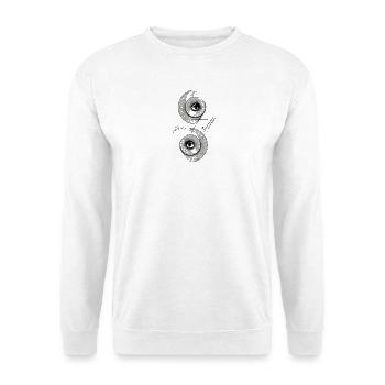 See it all - Unisex Pullover - Weiß - Vorne - Alina (178cm) & Michal (187cm)