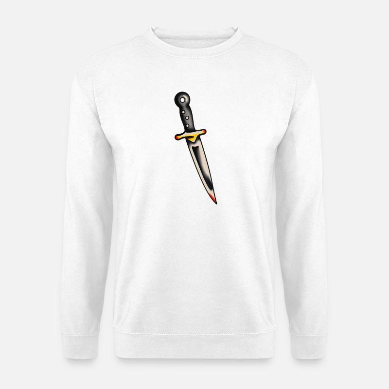 Klassischer Tattoo-Dolch - Unisex Pullover - Weiß