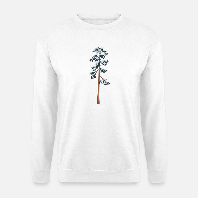 hoher Baum mit Schnee - Unisex Pullover - Weiß