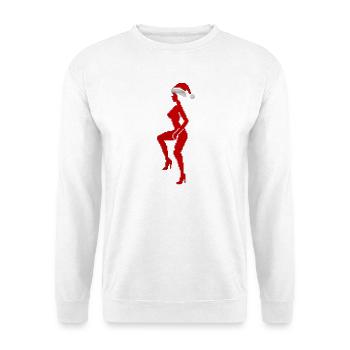 Silhouette mit Weihnachtsmütze - Unisex Pullover - Weiß - Vorne
