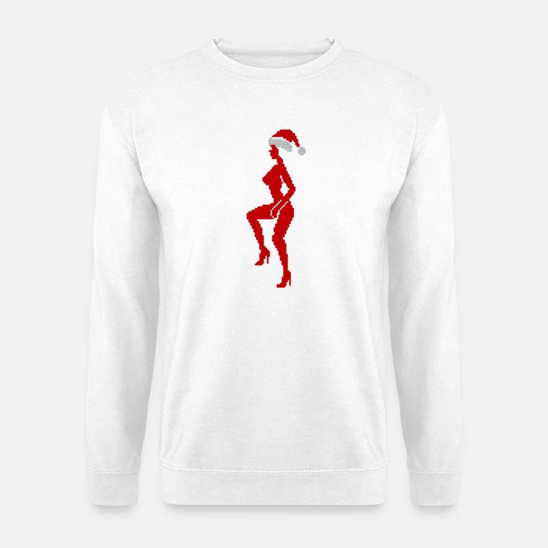 Silhouette mit Weihnachtsmütze - Unisex Pullover - Weiß