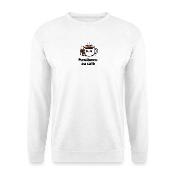 Fonctionne au café kawaii mug - Sweat-shirt Unisexe - blanc - Devant