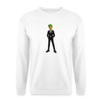 Bunter Anzugträger Portrait - Unisex Pullover - Weiß - Vorne - Alina (178cm) & Michal (187cm)