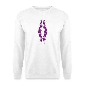 Geometrische Violettspitzen Silhouette - Unisex Pullover - Weiß - Vorne - Alina (178cm) & Michal (187cm)
