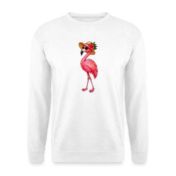 Flamingo Sommerhut Flair - Unisex Pullover - Weiß - Vorne - Alina (178cm) & Michal (187cm)