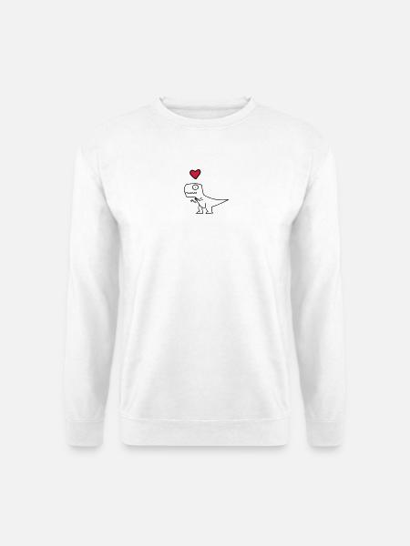 Dino Herz auf Schwarz - Unisex Pullover - Weiß