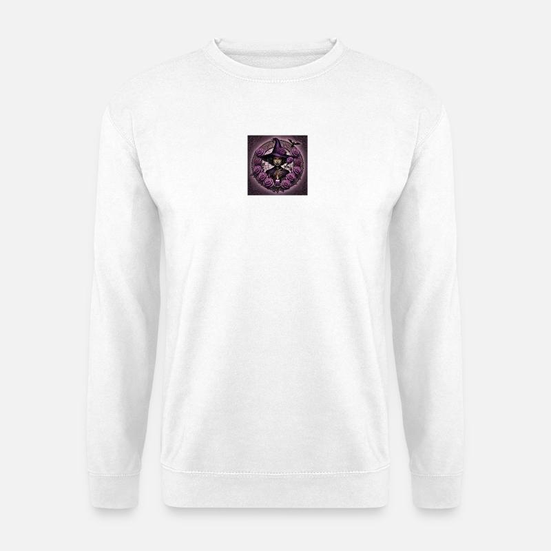 Hexe mit Rosen und Kerze - Unisex Pullover - Weiß