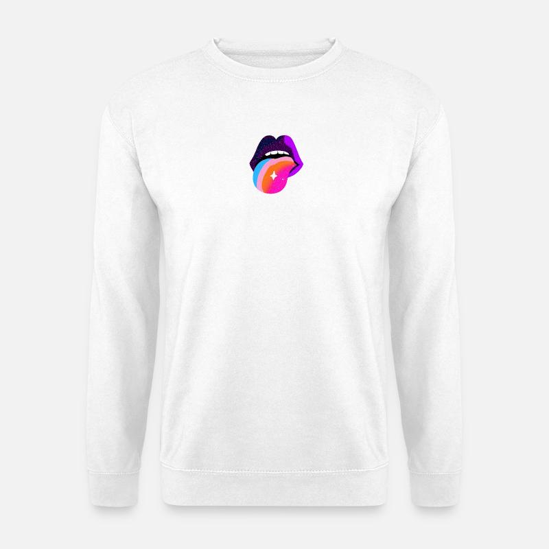 Kosmischer Regenbogen Zungenlippen - Unisex Pullover - Weiß