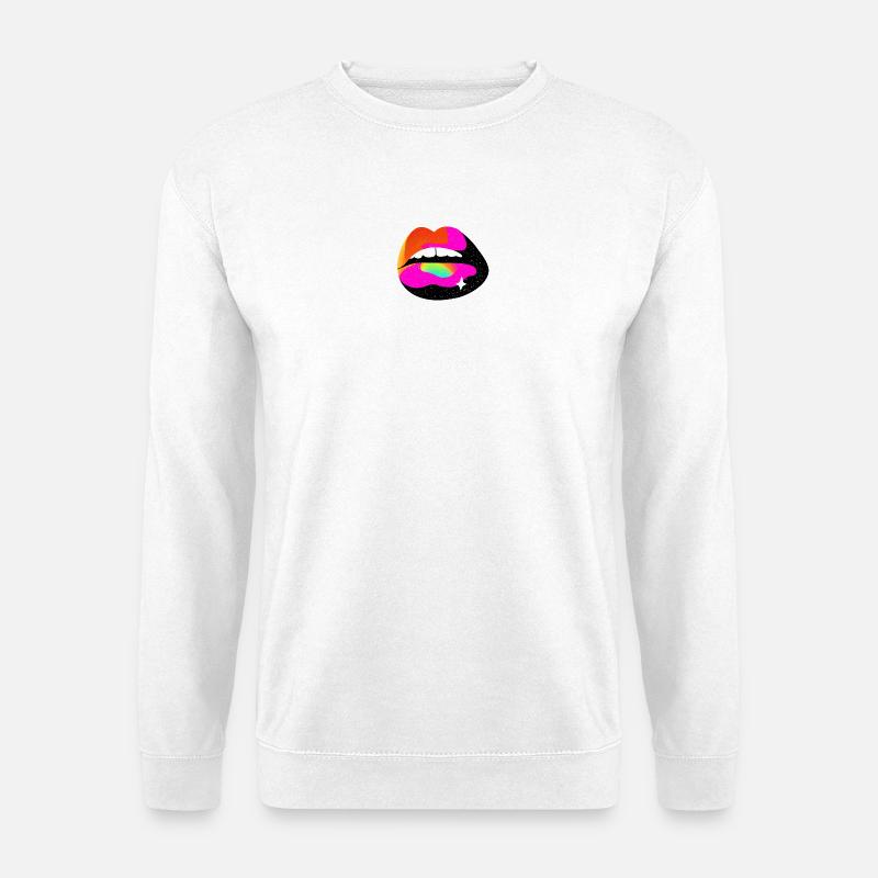 Regenbogen Lippe Pop Art - Unisex Pullover - Weiß
