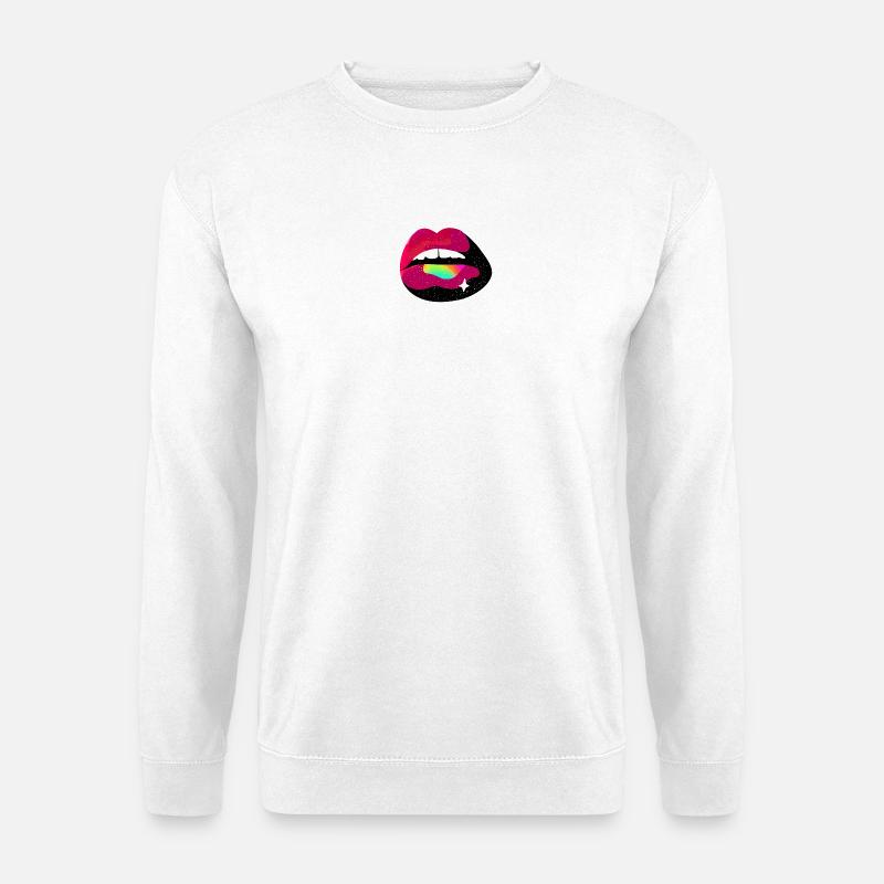Kosmischer Regenbogen Lippenkuss - Unisex Pullover - Weiß