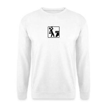 Bier trinken Piktogramm (Farbe änderbar) - Unisex Pullover - Weiß - Vorne - Alina (178cm) & Michal (187cm)