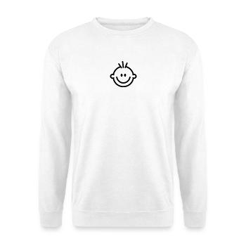 Lustiges, lachendes Comic-Gesicht mit Strubbelhaar - Unisex Pullover - Weiß - Vorne
