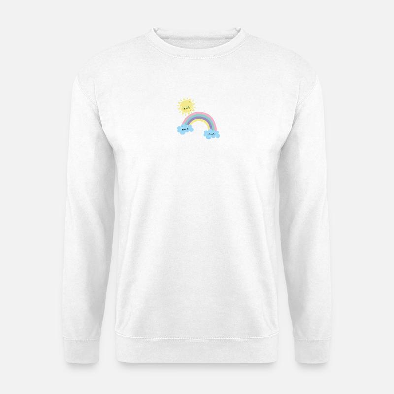 Sunny Rainbow Cloudscape Niedlich - Unisex Pullover - Weiß