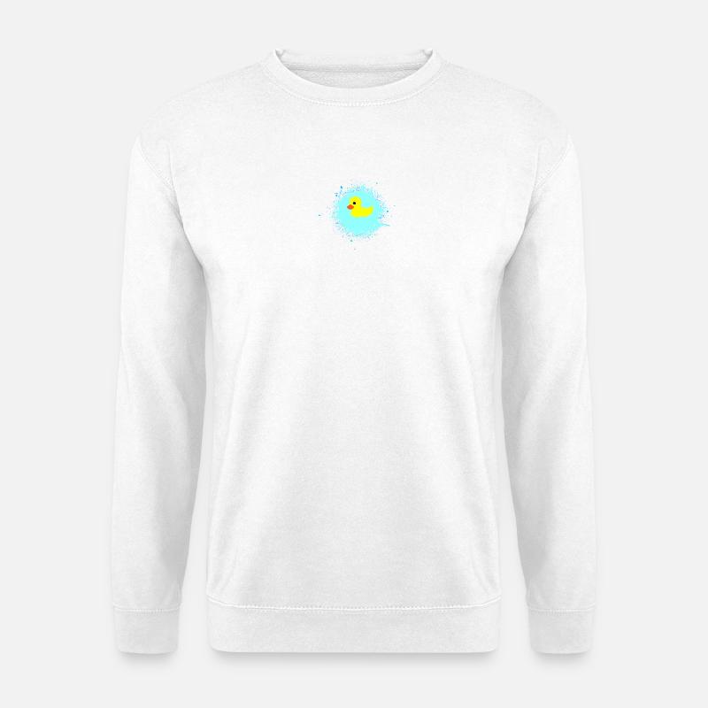 GelbeEnte auf Blauem Spritzer - Unisex Pullover - Weiß